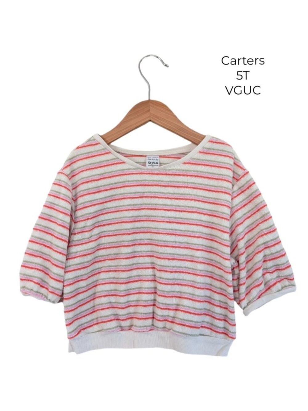 Carters Terry Clothes Striped Cropped Baggy Tee 5T